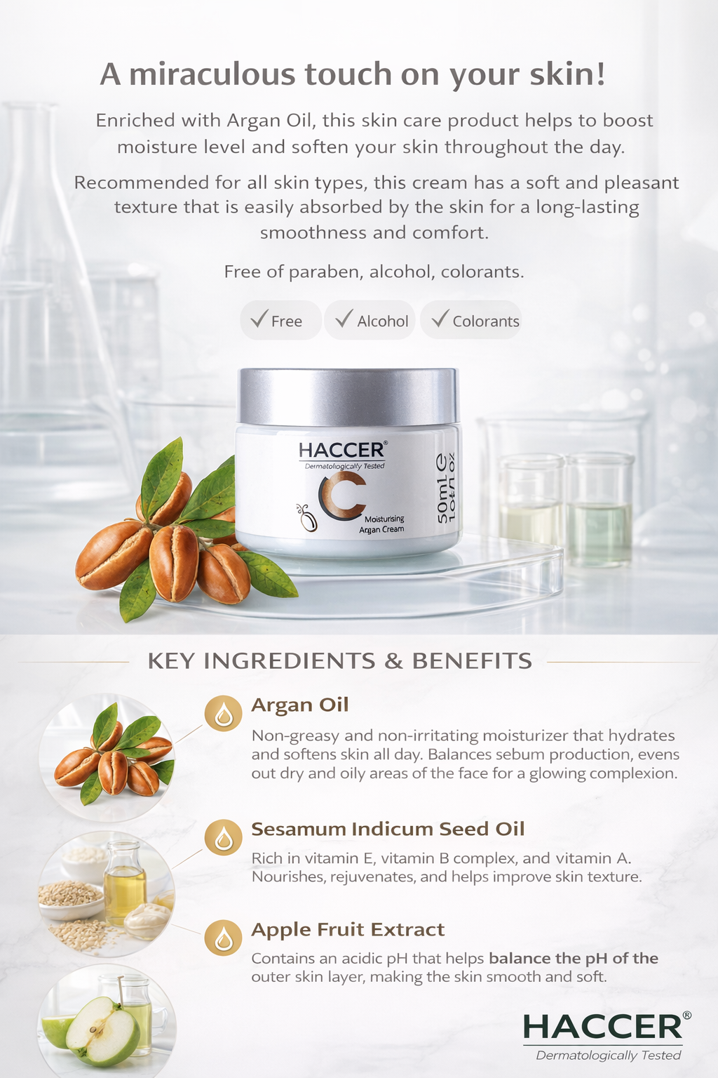Haccer Natural Argan Oil Moisturising Cream – 50ml